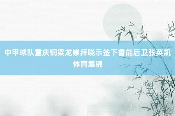 中甲球队重庆铜梁龙崇拜晓示签下鲁能后卫张英凯体育集锦