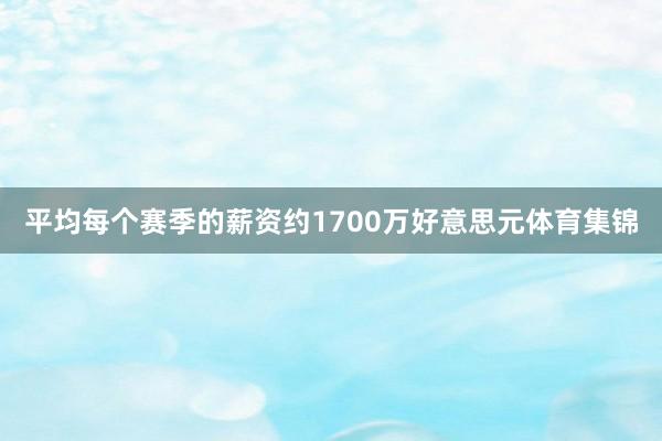 平均每个赛季的薪资约1700万好意思元体育集锦