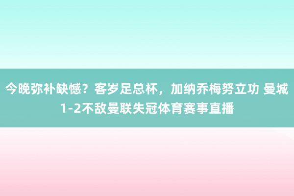 今晚弥补缺憾？客岁足总杯，加纳乔梅努立功 曼城1-2不敌曼联失冠体育赛事直播