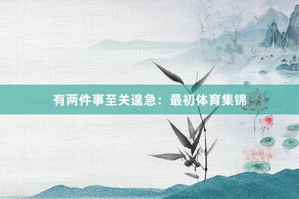 有两件事至关遑急：最初体育集锦