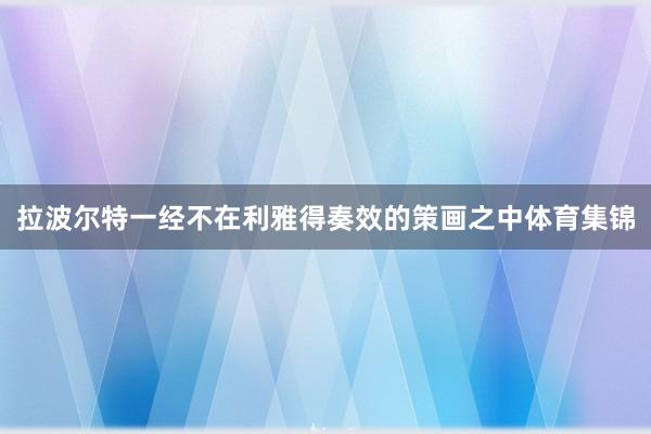 拉波尔特一经不在利雅得奏效的策画之中体育集锦