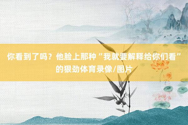 你看到了吗？他脸上那种“我就要解释给你们看”的狠劲体育录像/图片