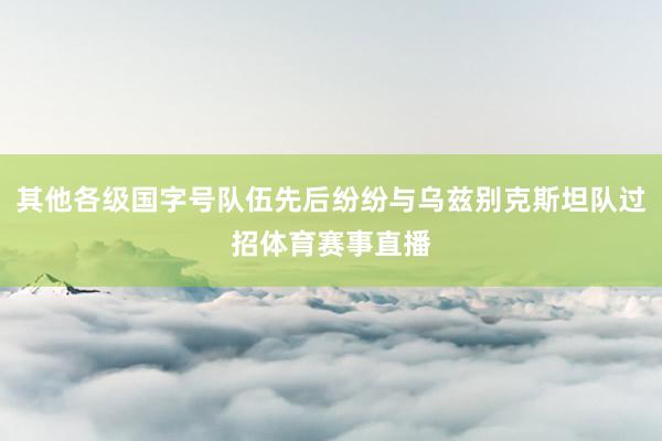 其他各级国字号队伍先后纷纷与乌兹别克斯坦队过招体育赛事直播