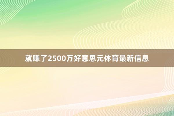 就赚了2500万好意思元体育最新信息