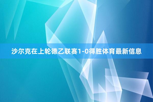 沙尔克在上轮德乙联赛1-0得胜体育最新信息